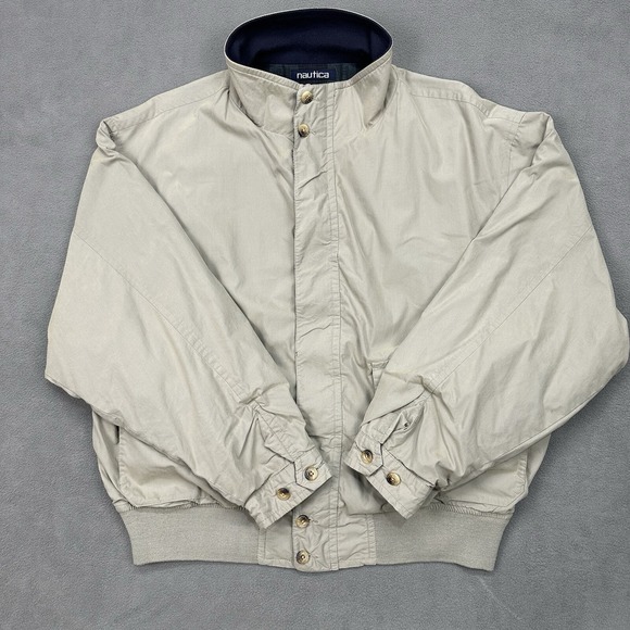 VTG 90s Nautica Reversible Bomber Golf Jacket Sz XL Blackwatch Plaid Khaki - Picture 6 of 13